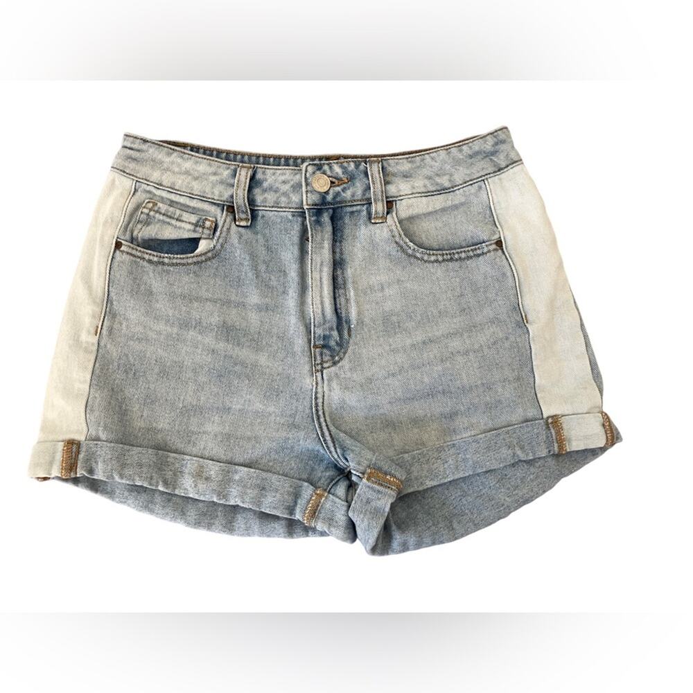 Pac Sun Two-Tone Blue "MOM" Jean Shorts Mom short27